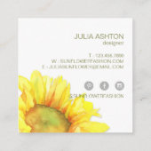 Cute Sunny Sunflower Vierkante Visitekaartje (Achterkant)