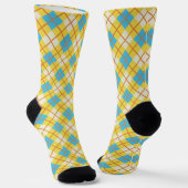 Cute Sunny Yellow and Blue Argyle Pattern Sokken (Gebogen)
