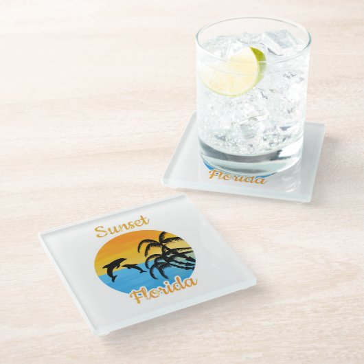Cute Sunset in Florida Glazen Onderzetter (Schuin)