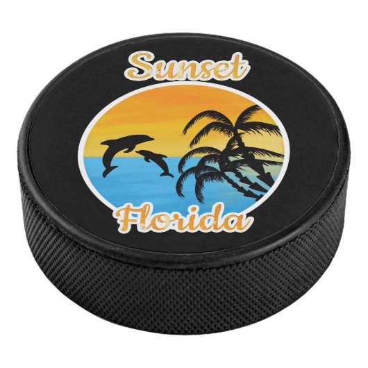 Cute Sunset in Florida Hockey Puck (3/4)