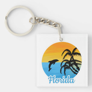 Cute Sunset in Florida met een dolfijn Sleutelhanger