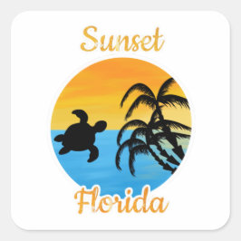 Cute Sunset in Florida Vierkante Sticker