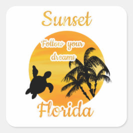 Cute Sunset in Florida Vierkante Sticker