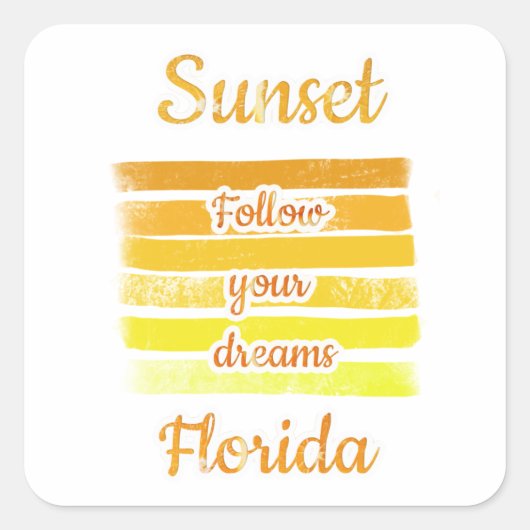 Cute Sunset in Florida Vierkante Sticker (Voorkant)