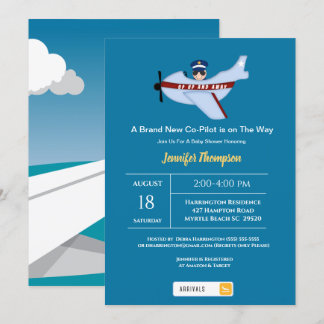 Cute Sunshade Pilot en Airplane Baby shower Kaart