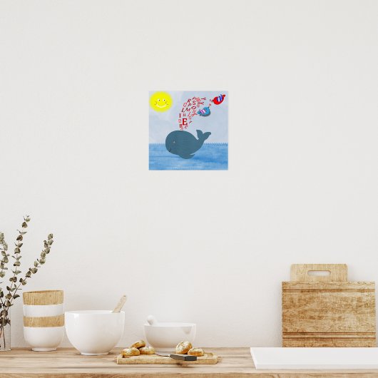 Cute Sunshine Alphabet Whale Baby Nursery Print (Keuken)