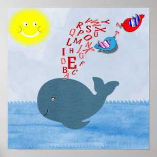 Cute Sunshine Alphabet Whale Baby Nursery Print