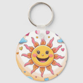 Cute Sunshine and Rainbows Kids Pattern Sleutelhanger (Voorkant)