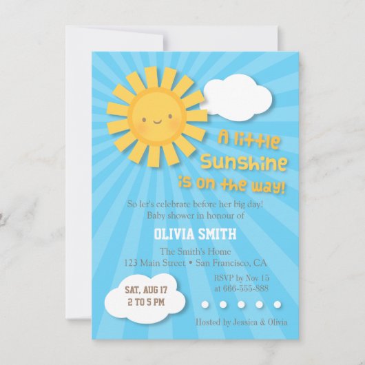 Cute Sunshine Baby Shower Invitations Kaart (Voorkant)