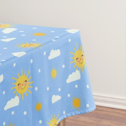 Cute Sunshine Cloudy Sky Pattern Tafelkleed (Voorbeeld)