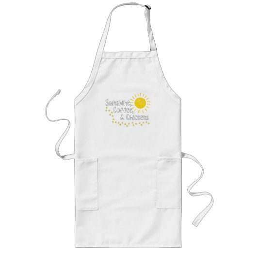 Cute Sunshine, Coffee en Chickens Apron Lang Schort (Voorkant)