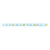 Cute Sunshine Happy Birthday Polka Dot Blue Satijnen Lint (Voorkant)