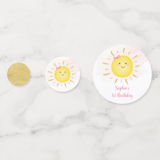 Cute Sunshine Pink & Gold Birthday Confetti (Achterkanten)