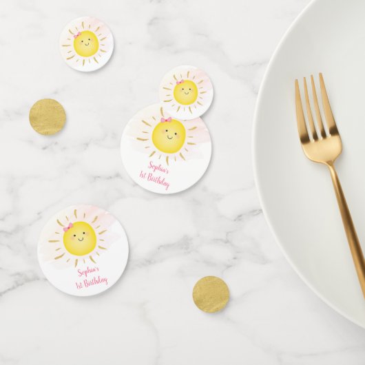 Cute Sunshine Pink & Gold Birthday Confetti (Groep)