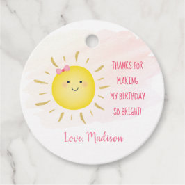 Cute Sunshine Pink & Gold Birthday Hartelijk dank Bedankjes Labels