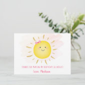 Cute Sunshine Pink & Gold Birthday Hartelijk dank Bedankkaart (Staand voorkant)