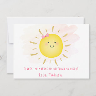 Cute Sunshine Pink & Gold Birthday Hartelijk dank Bedankkaart
