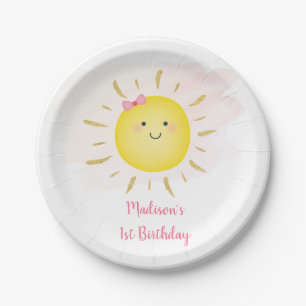 Cute Sunshine Pink & Gold Birthday Papieren Bordje