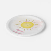 Cute Sunshine Pink & Gold Birthday Papieren Bordje (Gekanteld)