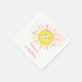Cute Sunshine Pink & Gold Birthday Servet (Hoek)