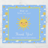 Cute Sunshine Pop het als ze Baby shower Pop Sparkling Wijnetiket (Enkel label)