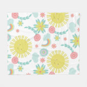 Cute Sunshine Rainbow Floral Summer Fleece Deken (Voorkant (Horizontaal))