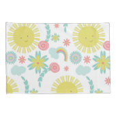 Cute Sunshine Rainbow Floral Summer Kussensloop (Achterkant-Rechts)