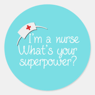 Cute Super Nurse Ronde Sticker