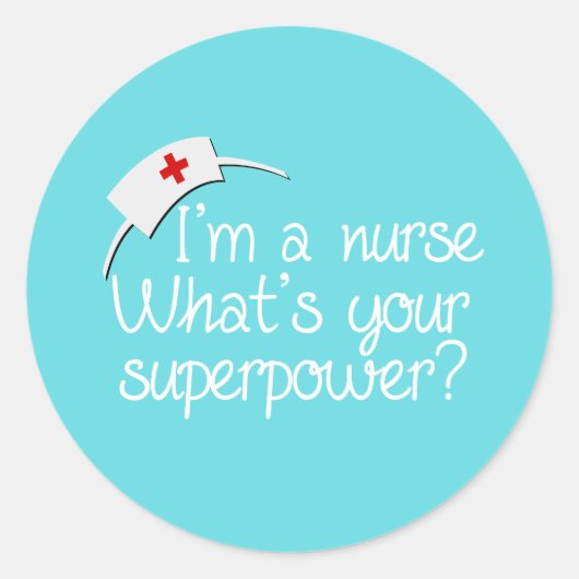 Cute Super Nurse Ronde Sticker (Voorkant)