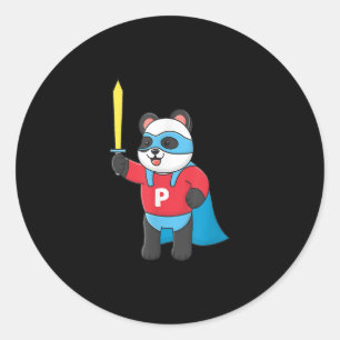 Cute Super Panda die een masker draagt en zwaard v Ronde Sticker