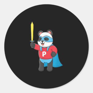 Cute Super Panda die een masker draagt en zwaard v Ronde Sticker