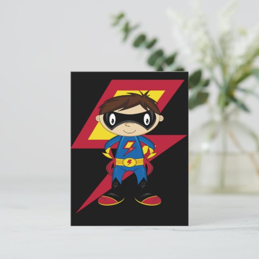 Cute Superheld Boy Briefkaart (Staand voorkant)