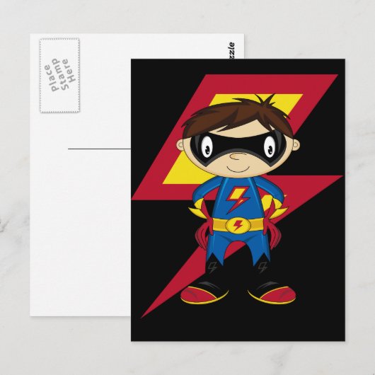 Cute Superheld Boy Briefkaart (Voorkant / Achterkant)