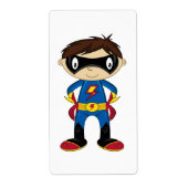 Cute Superheld Boy Etiket (Voorkant)