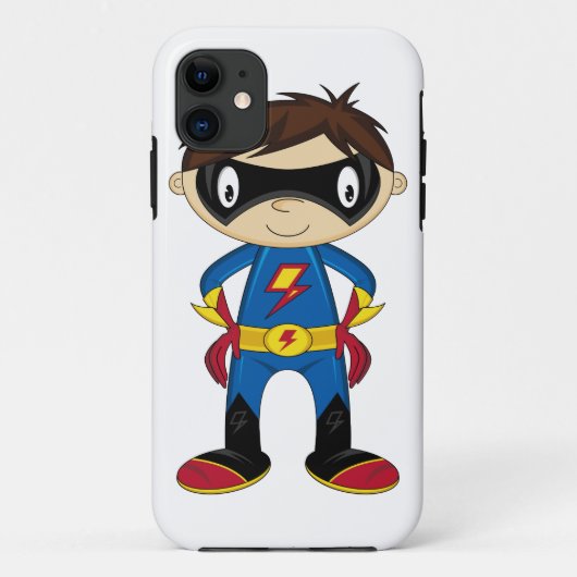 Cute Superheld Boy iphone Case (Achterkant)