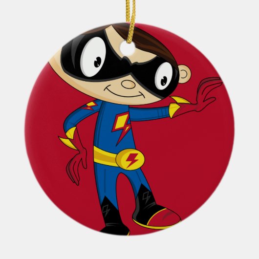 Cute Superheld Boy Keramisch Ornament (Voorkant)