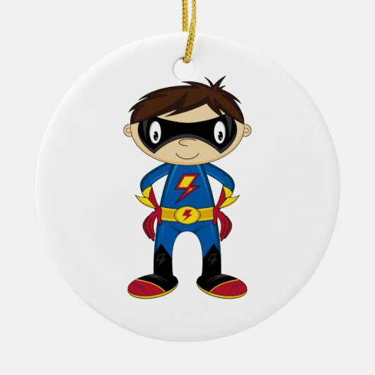 Cute Superheld Boy Keramisch Ornament (Voorkant)
