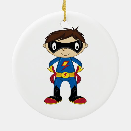 Cute Superheld Boy Keramisch Ornament (Achterkant)