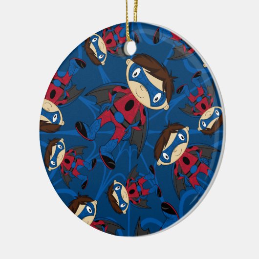 Cute Superheld Boy Pattern Keramisch Ornament (Links)