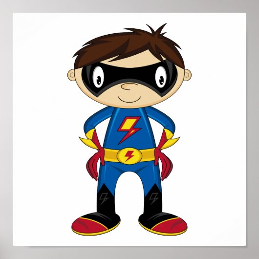 Cute Superheld Boy Poster (Voorkant)