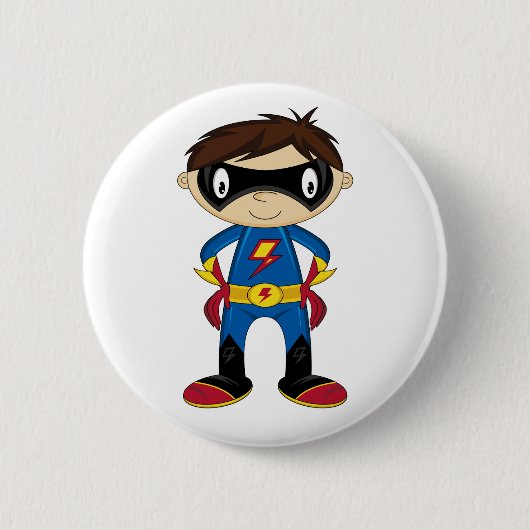 Cute Superheld Boy Ronde Button 5,7 Cm (Voorkant)