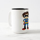 Cute Superheld Boy Tweekleurige Koffiemok (Voorkant links)