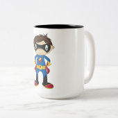 Cute Superheld Boy Tweekleurige Koffiemok (Voorkant rechts)