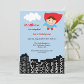 CUTE Superheld Boys Birthday Party Invitation Kaart (Staand voorkant)