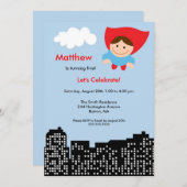 CUTE Superheld Boys Birthday Party Invitation Kaart (Voorkant / Achterkant)