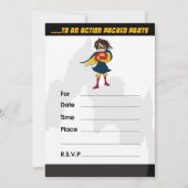 Cute Superheld Girl Party Invite Kaart (Achterkant)