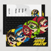 Cute Superheld Girl Party Invite Kaart (Voorkant / Achterkant)