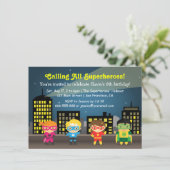 Cute Superheld Kids Birthday Party Kaart (Staand voorkant)