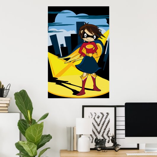Cute Superheld Poster (Thuiskantoor)