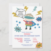 Cute superheld thema kinderfeest uitnodiging (Voorkant)